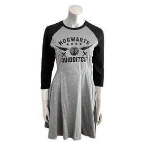 Harry Potter Hogwarts Quidditch Gray Black Mini Dress SM